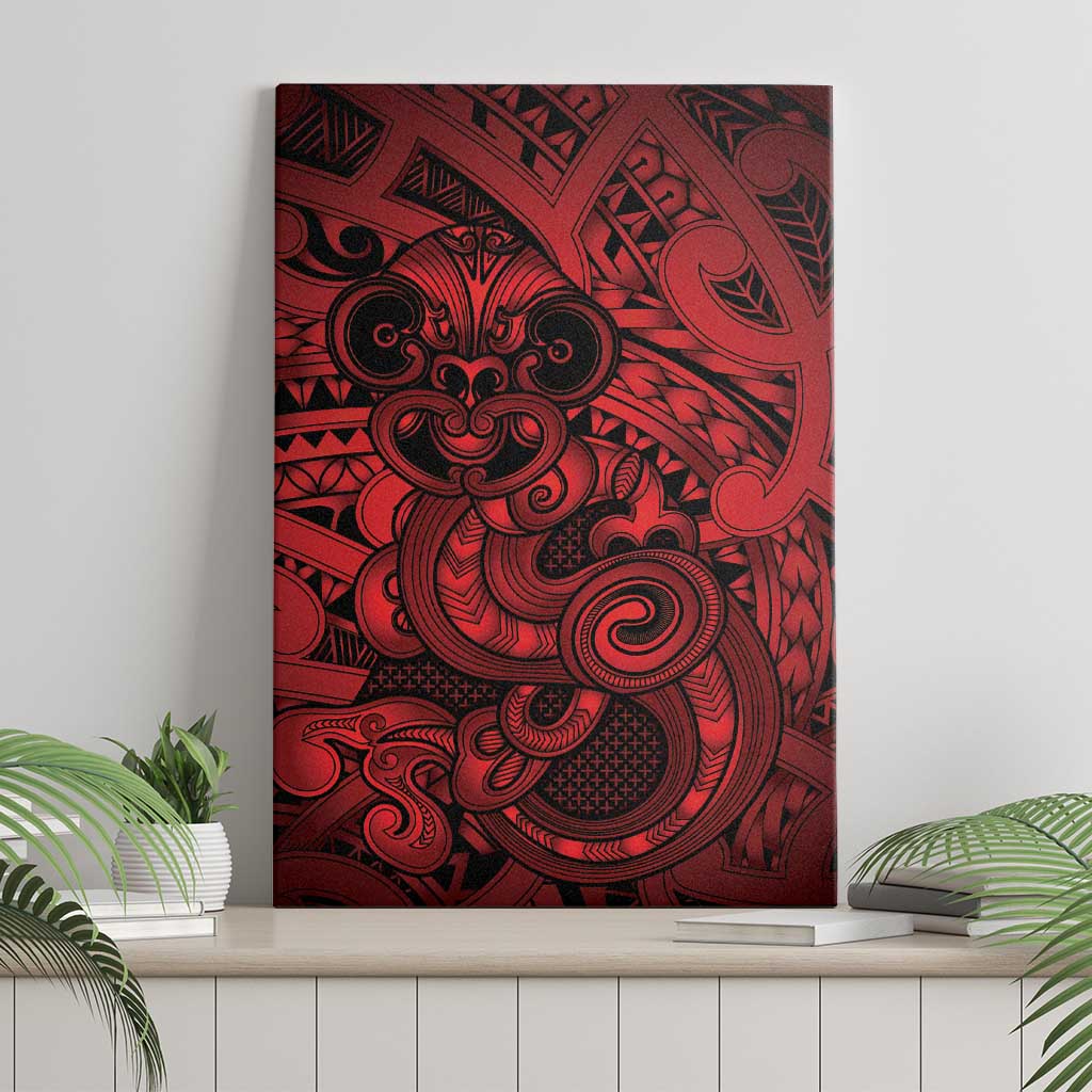 Aotearoa Maori Hei Tiki Canvas Wall Art Whero Kowhaiwhai Puhoro Motif