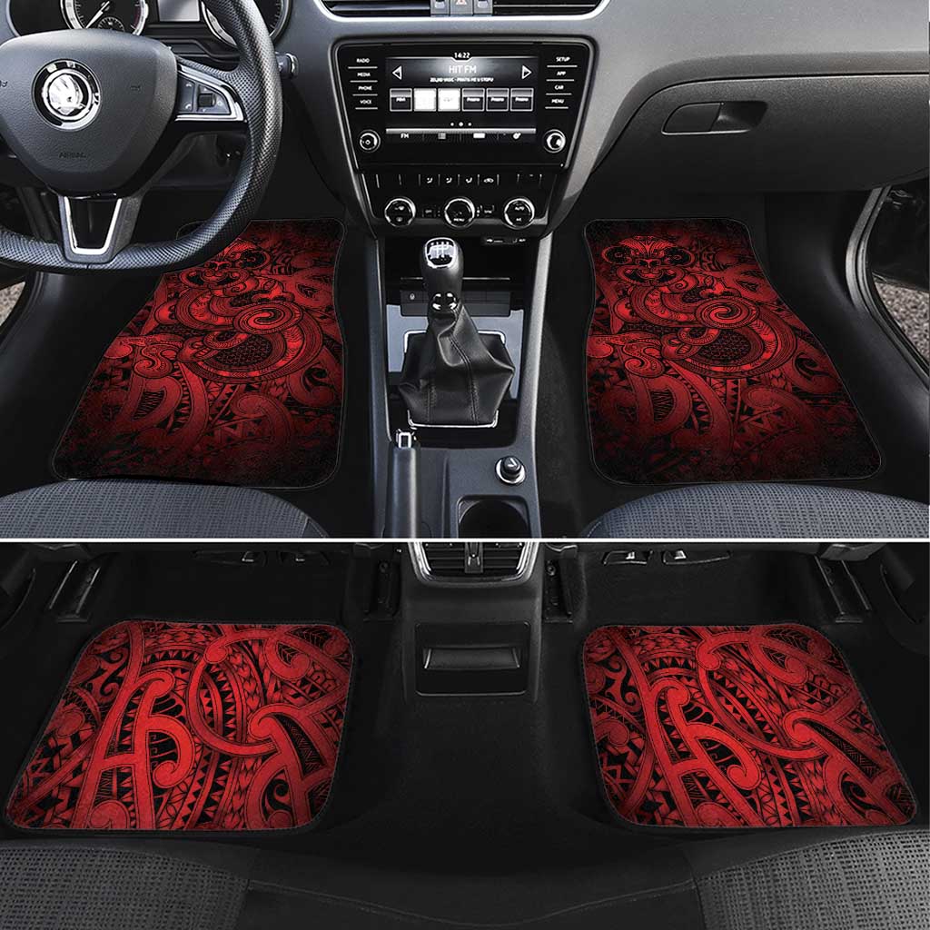 Aotearoa Maori Hei Tiki Car Mats Whero Kowhaiwhai Puhoro Motif LT9 Set 4pcs Red - Polynesian Pride
