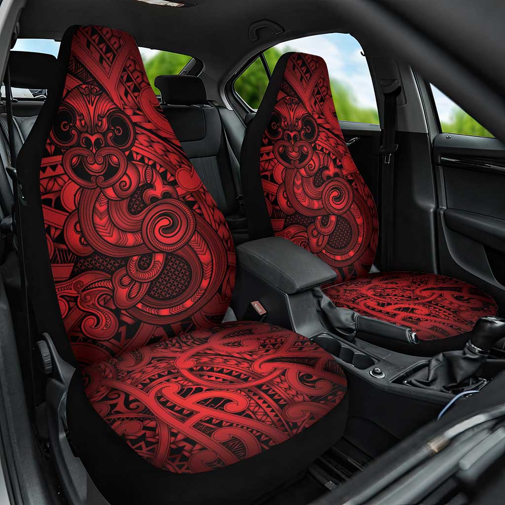Aotearoa Maori Hei Tiki Car Seat Cover Whero Kowhaiwhai Puhoro Motif LT9 One Size Red - Polynesian Pride