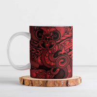 Aotearoa Maori Hei Tiki Ceramic Mug Whero Kowhaiwhai Puhoro Motif