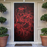 Aotearoa Maori Hei Tiki Door Cover Whero Kowhaiwhai Puhoro Motif LT9 Red - Polynesian Pride