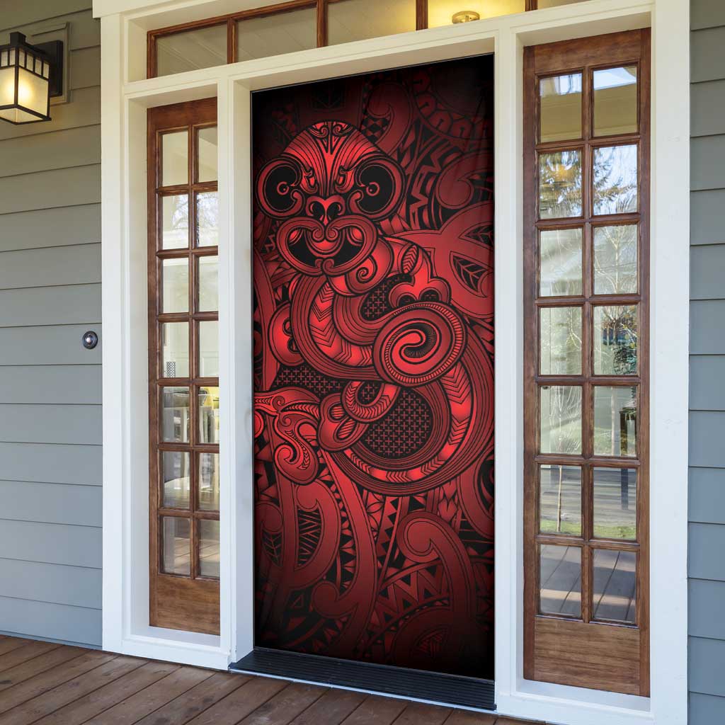 Aotearoa Maori Hei Tiki Door Cover Whero Kowhaiwhai Puhoro Motif LT9 - Polynesian Pride