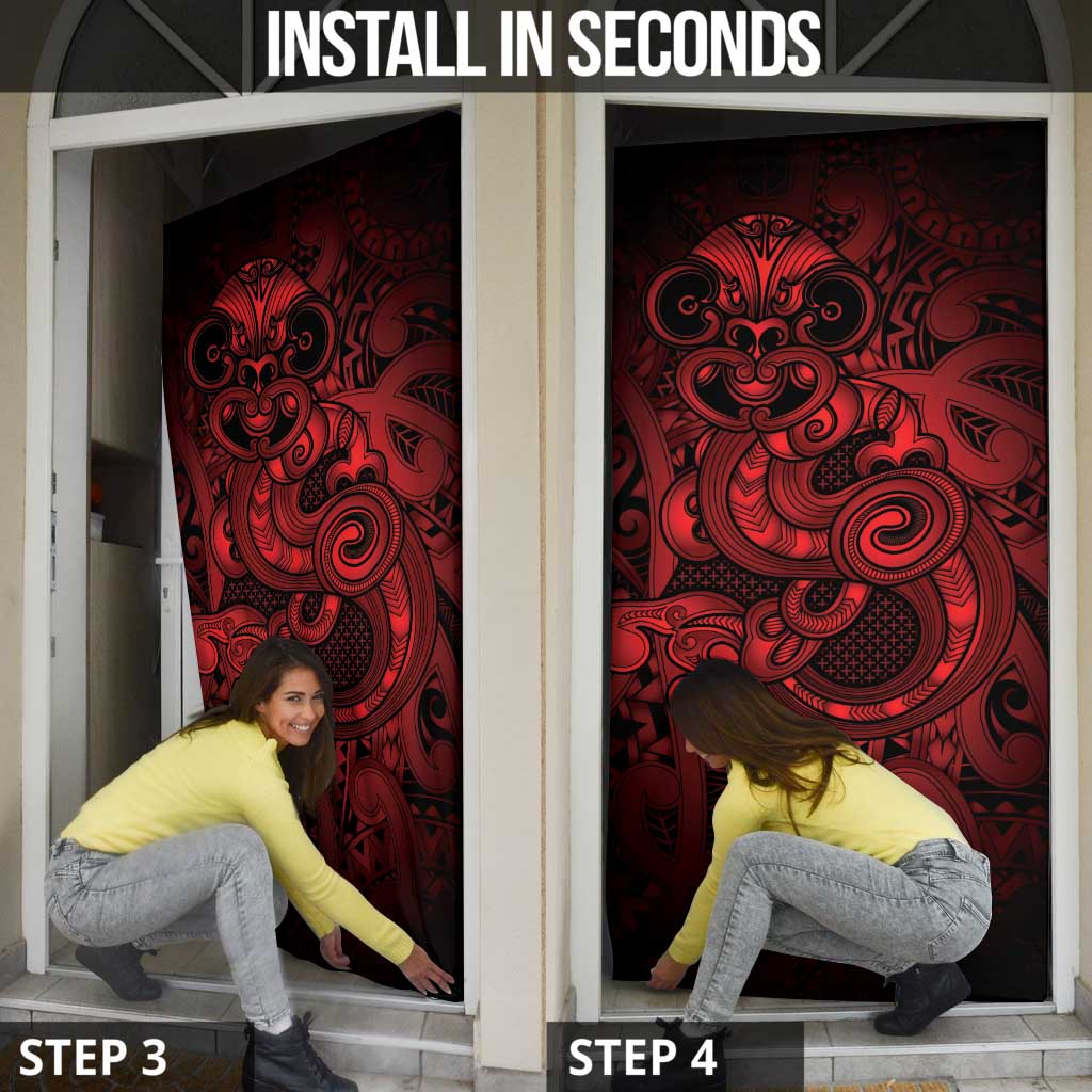Aotearoa Maori Hei Tiki Door Cover Whero Kowhaiwhai Puhoro Motif LT9 - Polynesian Pride