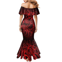 Aotearoa Maori Hei Tiki Family Matching Mermaid Dress and Hawaiian Shirt Whero Kowhaiwhai Puhoro Motif LT9 - Polynesian Pride