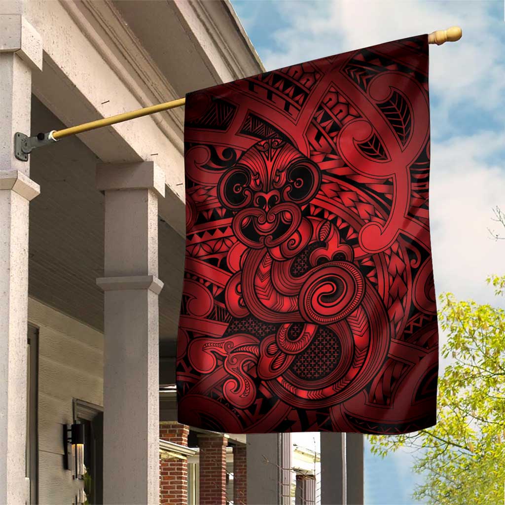 Aotearoa Maori Hei Tiki Garden Flag Whero Kowhaiwhai Puhoro Motif
