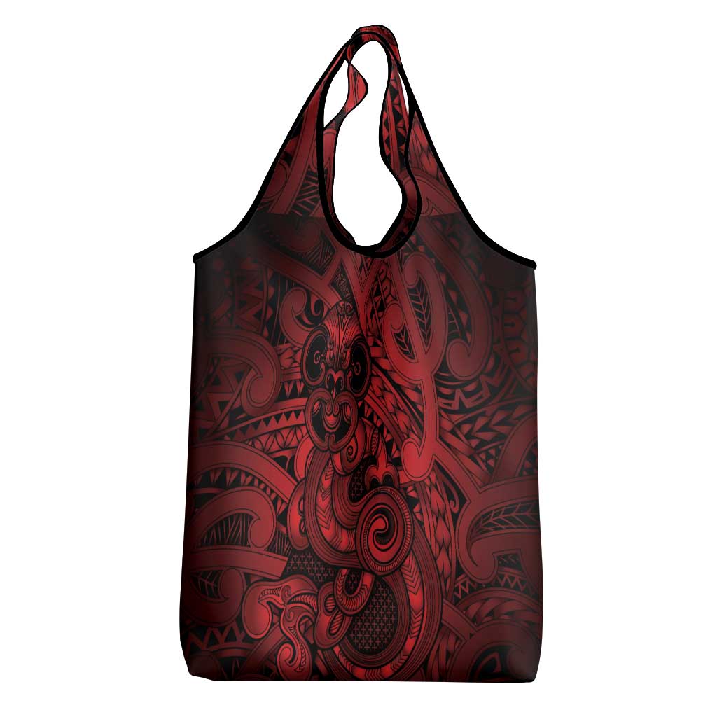 Aotearoa Maori Hei Tiki Grocery Bag Whero Kowhaiwhai Puhoro Motif LT9 - Polynesian Pride