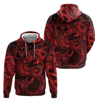 Aotearoa Maori Hei Tiki Hoodie Whero Kowhaiwhai Puhoro Motif LT9 - Polynesian Pride