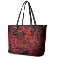 Aotearoa Maori Hei Tiki Leather Tote Bag Whero Kowhaiwhai Puhoro Motif LT9 - Polynesian Pride