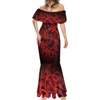 Aotearoa Maori Hei Tiki Mermaid Dress Whero Kowhaiwhai Puhoro Motif LT9 - Polynesian Pride