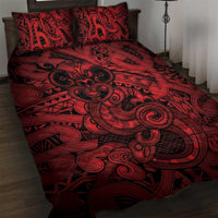 Aotearoa Maori Hei Tiki Quilt Bed Set Whero Kowhaiwhai Puhoro Motif LT9 Red - Polynesian Pride