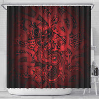 Aotearoa Maori Hei Tiki Shower Curtain Whero Kowhaiwhai Puhoro Motif LT9 - Polynesian Pride