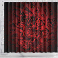 Aotearoa Maori Hei Tiki Shower Curtain Whero Kowhaiwhai Puhoro Motif LT9 - Polynesian Pride