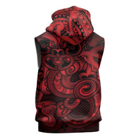 Aotearoa Maori Hei Tiki Sleeveless Hoodie Whero Kowhaiwhai Puhoro Motif LT9 - Polynesian Pride