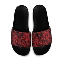 Aotearoa Maori Hei Tiki Slide Sandals Whero Kowhaiwhai Puhoro Motif LT9 Red - Polynesian Pride
