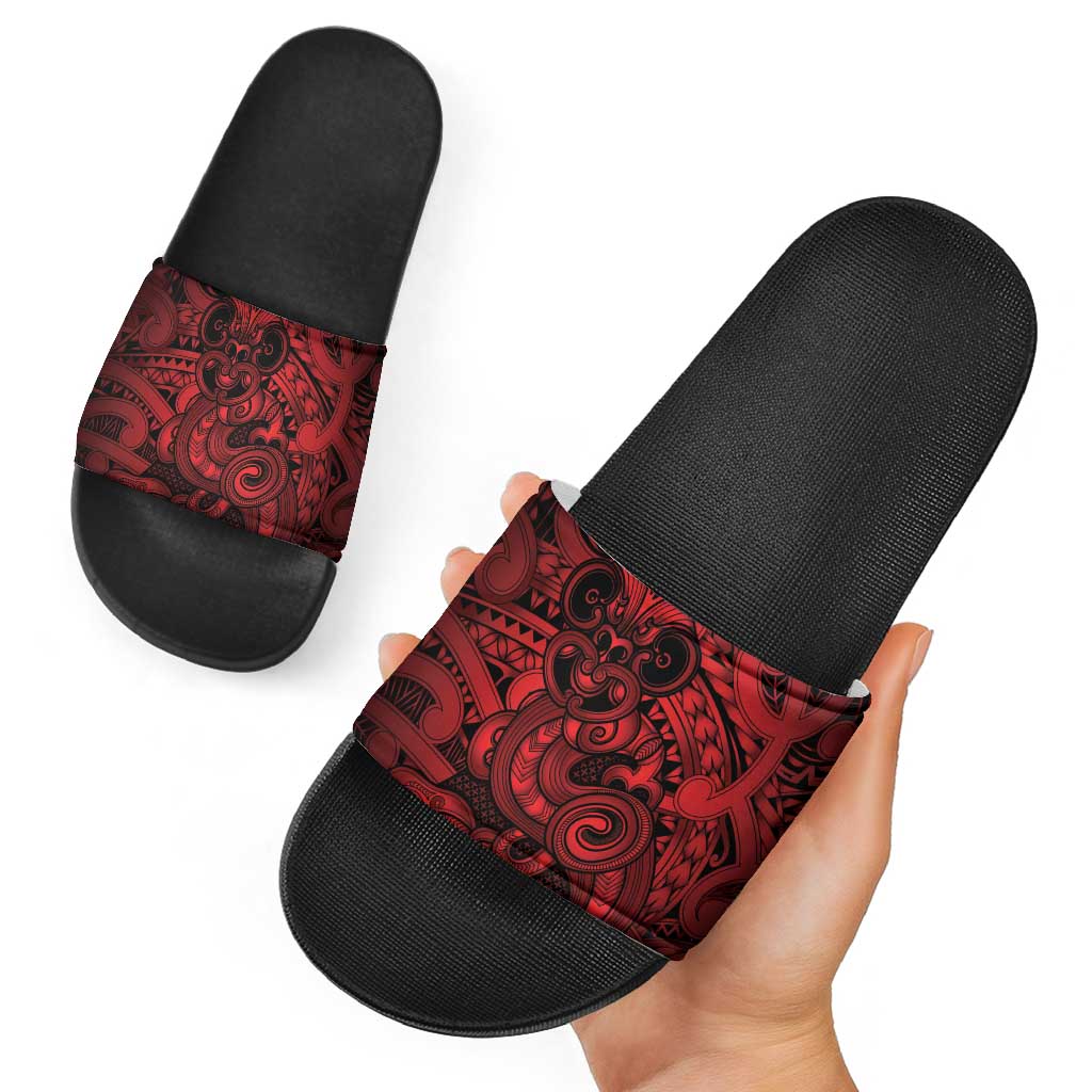 Aotearoa Maori Hei Tiki Slide Sandals Whero Kowhaiwhai Puhoro Motif LT9 - Polynesian Pride