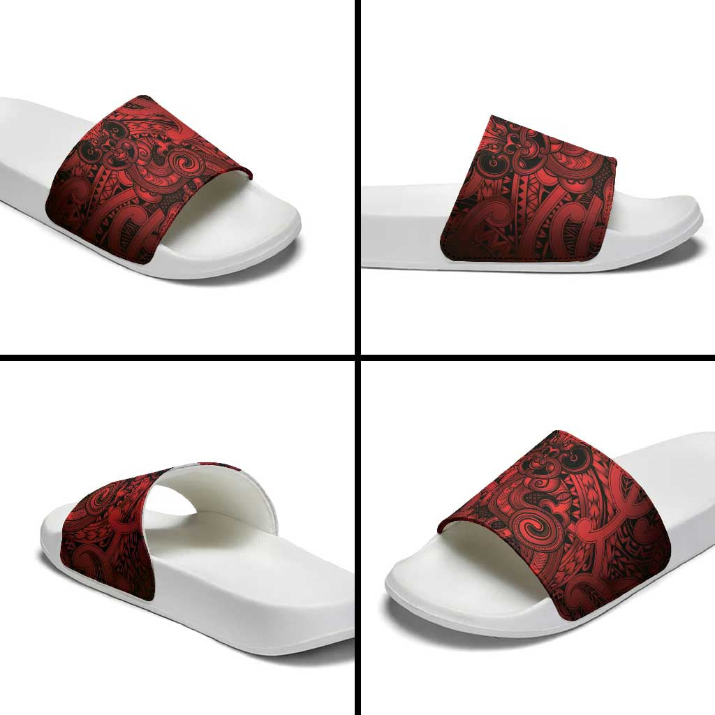 Aotearoa Maori Hei Tiki Slide Sandals Whero Kowhaiwhai Puhoro Motif LT9 - Polynesian Pride