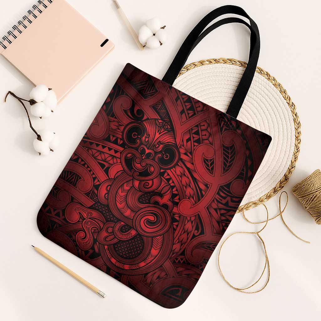 Aotearoa Maori Hei Tiki Tote Bag Whero Kowhaiwhai Puhoro Motif