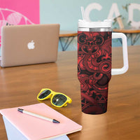Aotearoa Maori Hei Tiki Tumbler With Handle Whero Kowhaiwhai Puhoro Motif LT9 - Polynesian Pride