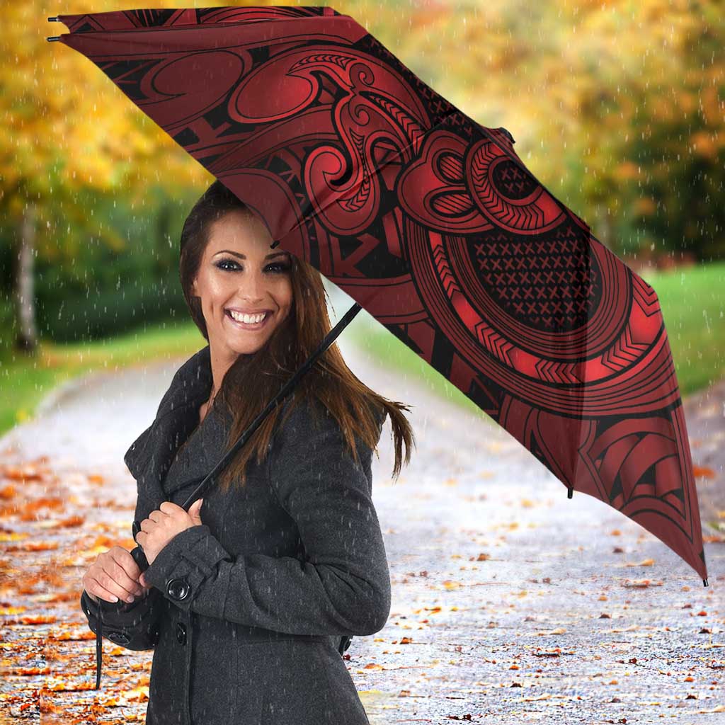 Aotearoa Maori Hei Tiki Umbrella Whero Kowhaiwhai Puhoro Motif