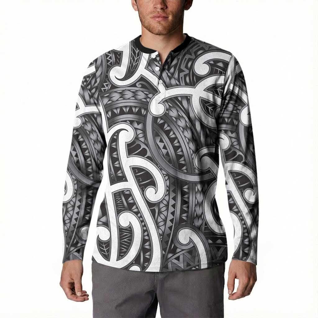 Aotearoa Maori Kowhaiwhai Button Sweatshirt Kiwikiwi Puhoro and Patiki