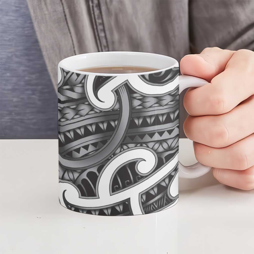 Aotearoa Maori Kowhaiwhai Ceramic Mug Kiwikiwi Puhoro and Patiki