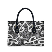 Aotearoa Maori Kowhaiwhai Leather Bag Kiwikiwi Puhoro and Patiki LT9 - Polynesian Pride