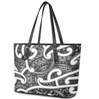 Aotearoa Maori Kowhaiwhai Leather Tote Bag Kiwikiwi Puhoro and Patiki