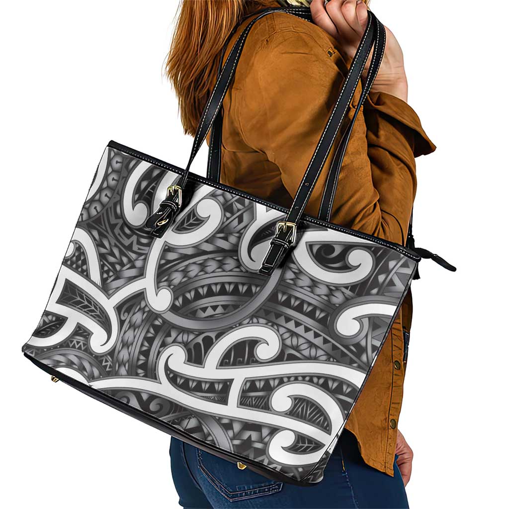 Aotearoa Maori Kowhaiwhai Leather Tote Bag Kiwikiwi Puhoro and Patiki