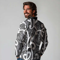 Aotearoa Maori Kowhaiwhai Long Sleeve Polo Shirt Kiwikiwi Puhoro and Patiki LT9 - Polynesian Pride