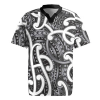 Aotearoa Maori Kowhaiwhai Rugby Jersey Kiwikiwi Puhoro and Patiki LT9 Grey - Polynesian Pride