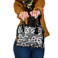 Aotearoa Maori Kowhaiwhai Shoulder Handbag Kiwikiwi Puhoro and Patiki LT9 One Size Grey - Polynesian Pride