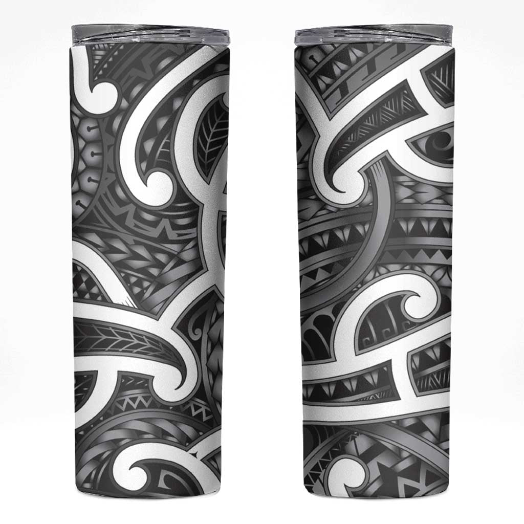 Aotearoa Maori Kowhaiwhai Skinny Tumbler Kiwikiwi Puhoro and Patiki LT9 Grey - Polynesian Pride