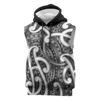 Aotearoa Maori Kowhaiwhai Sleeveless Hoodie Kiwikiwi Puhoro and Patiki LT9 Grey - Polynesian Pride
