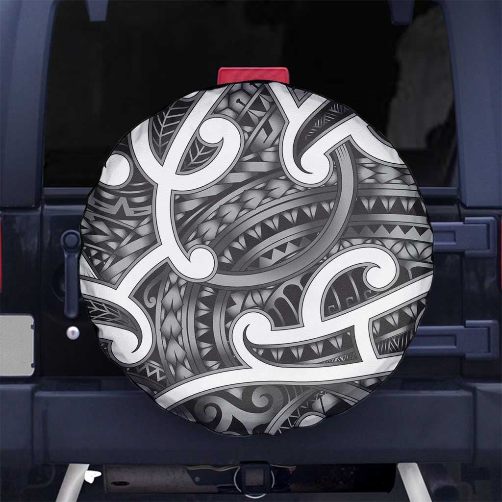 Aotearoa Maori Kowhaiwhai Spare Tire Cover Kiwikiwi Puhoro and Patiki LT9 No hole Grey - Polynesian Pride