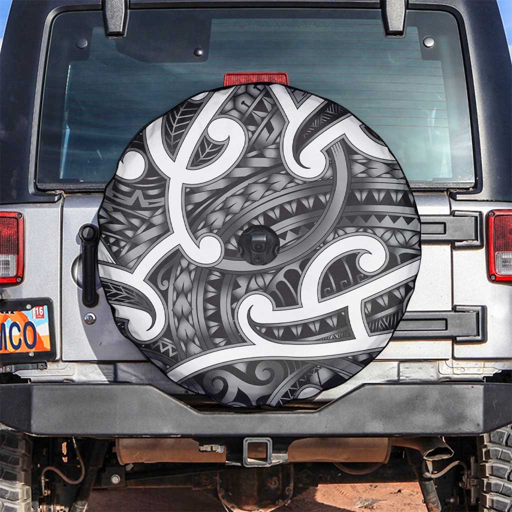 Aotearoa Maori Kowhaiwhai Spare Tire Cover Kiwikiwi Puhoro and Patiki LT9 Grey - Polynesian Pride