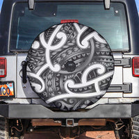 Aotearoa Maori Kowhaiwhai Spare Tire Cover Kiwikiwi Puhoro and Patiki LT9 Grey - Polynesian Pride