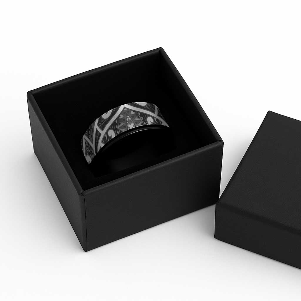 Aotearoa Maori Kowhaiwhai Spinner Ring Kiwikiwi Puhoro and Patiki