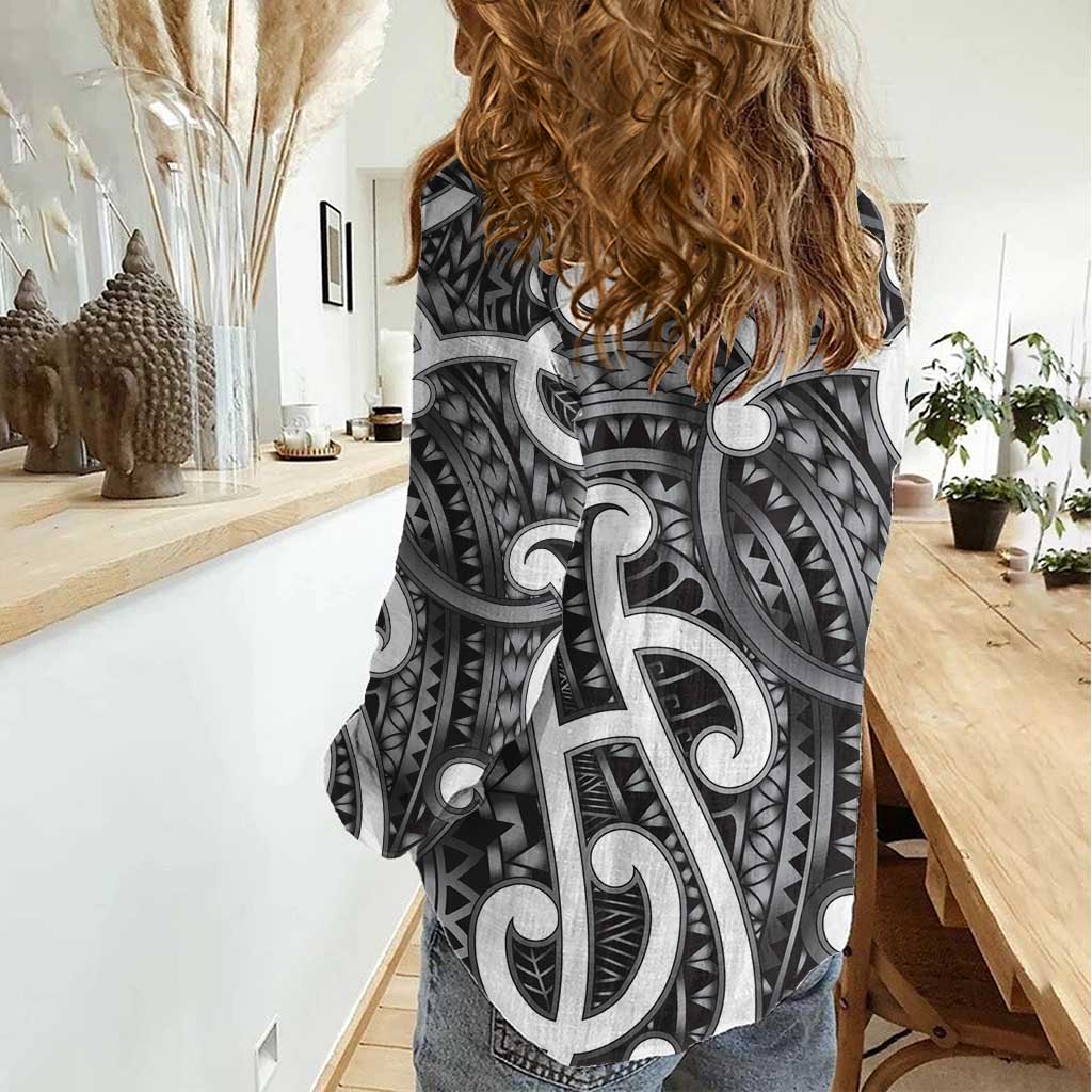 Aotearoa Maori Kowhaiwhai Women Casual Shirt Kiwikiwi Puhoro and Patiki LT9 - Polynesian Pride
