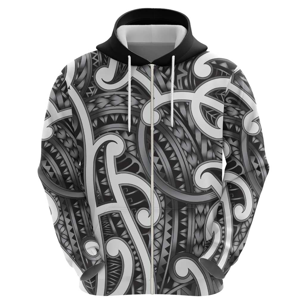 Aotearoa Maori Kowhaiwhai Zip Hoodie Kiwikiwi Puhoro and Patiki