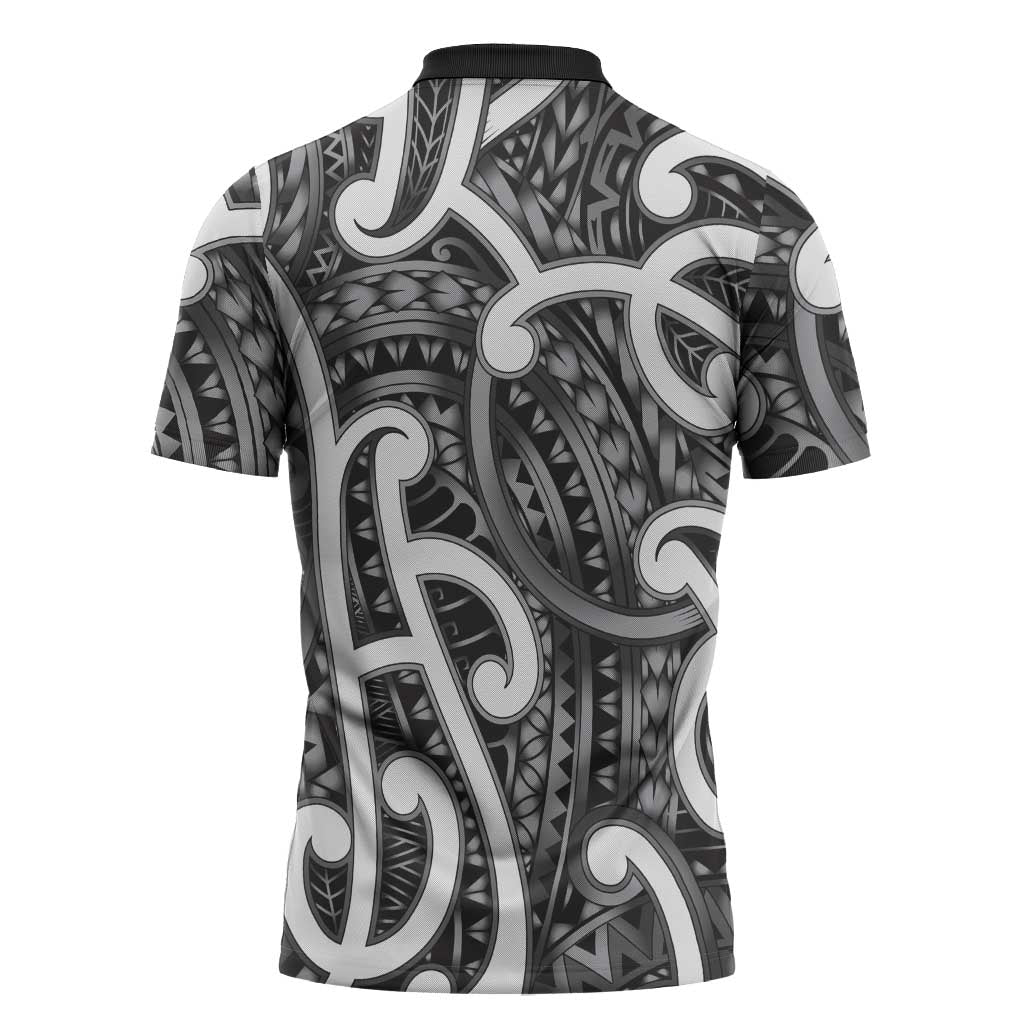 Aotearoa Maori Kowhaiwhai Zipper Polo Shirt Kiwikiwi Puhoro and Patiki LT9 - Polynesian Pride