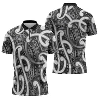 Aotearoa Maori Kowhaiwhai Zipper Polo Shirt Kiwikiwi Puhoro and Patiki LT9 - Polynesian Pride