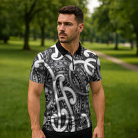 Aotearoa Maori Kowhaiwhai Zipper Polo Shirt Kiwikiwi Puhoro and Patiki LT9 - Polynesian Pride