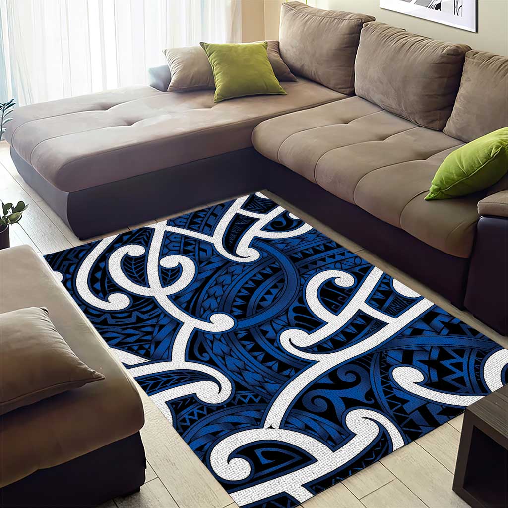 Aotearoa Maori Kowhaiwhai Area Rug Kikorangi Puhoro and Patiki