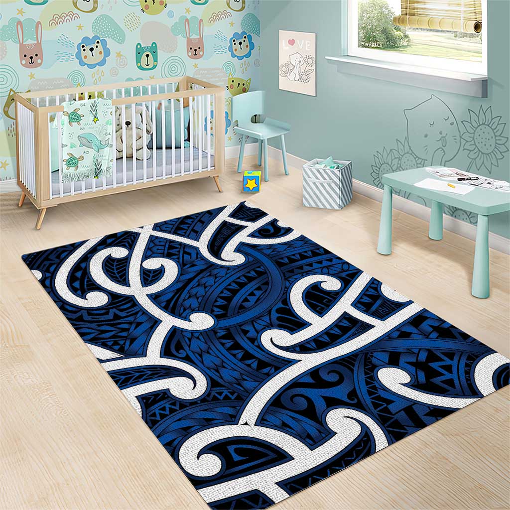 Aotearoa Maori Kowhaiwhai Area Rug Kikorangi Puhoro and Patiki