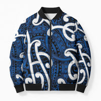 Aotearoa Maori Kowhaiwhai Bomber Puffer Jacket Kikorangi Puhoro and Patiki LT9 Unisex Blue - Polynesian Pride
