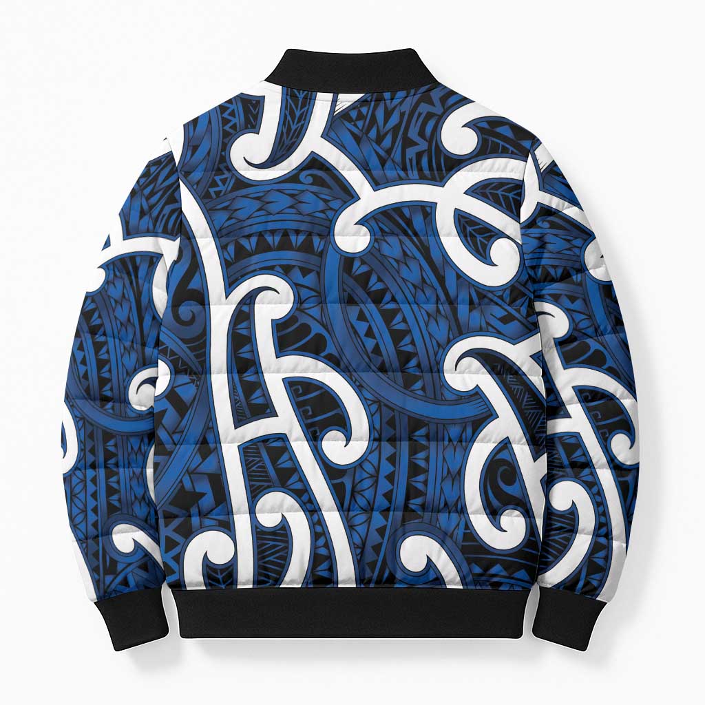 Aotearoa Maori Kowhaiwhai Bomber Puffer Jacket Kikorangi Puhoro and Patiki LT9 - Polynesian Pride