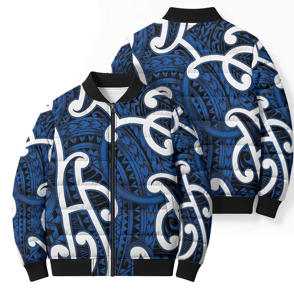 Aotearoa Maori Kowhaiwhai Bomber Puffer Jacket Kikorangi Puhoro and Patiki LT9 - Polynesian Pride