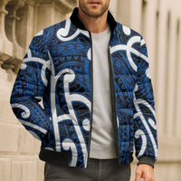 Aotearoa Maori Kowhaiwhai Bomber Puffer Jacket Kikorangi Puhoro and Patiki LT9 - Polynesian Pride