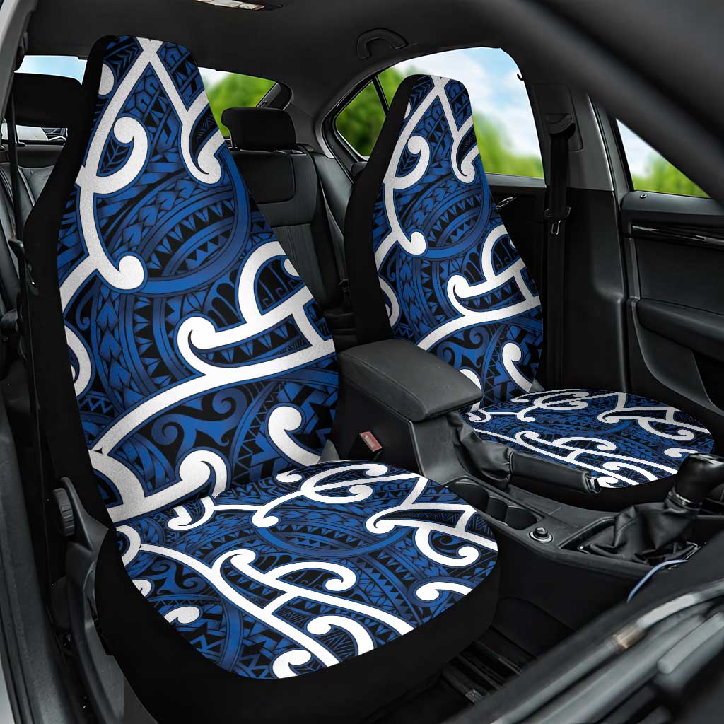 Aotearoa Maori Kowhaiwhai Car Seat Cover Kikorangi Puhoro and Patiki LT9 One Size Blue - Polynesian Pride