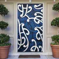 Aotearoa Maori Kowhaiwhai Door Cover Kikorangi Puhoro and Patiki LT9 Blue - Polynesian Pride